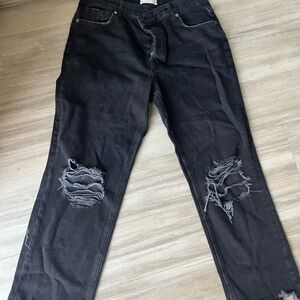 We the free black jeans with distress, knees, and hem